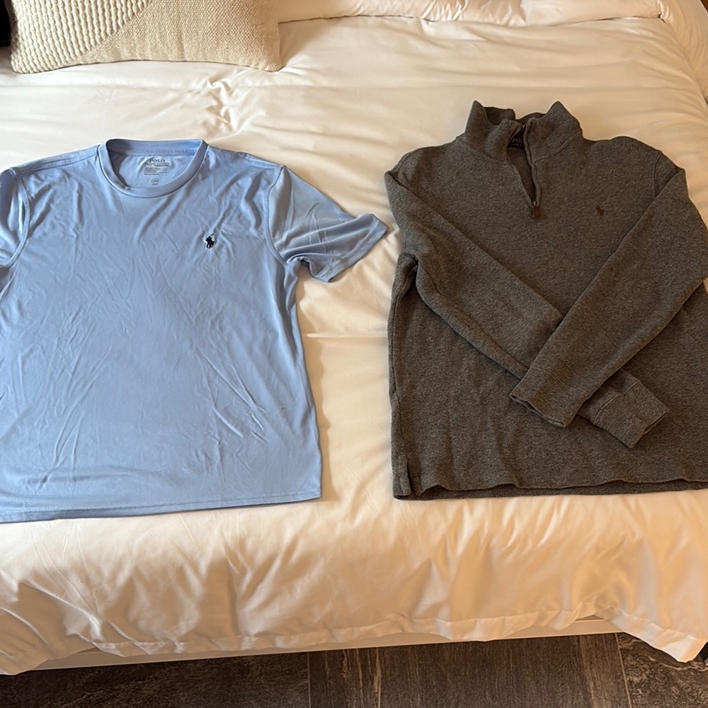 Polo by Ralph Lauren Bundle - Men's Blue T-Shirt and Gray Pullover